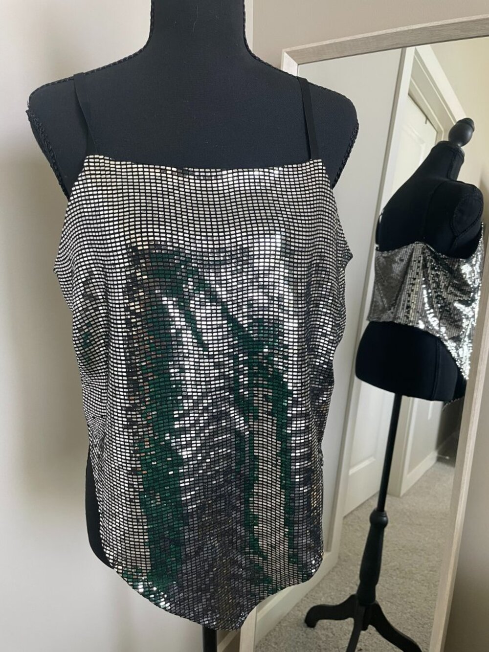 Curvy Sense- Silver Metallic Chainmail Mesh Top